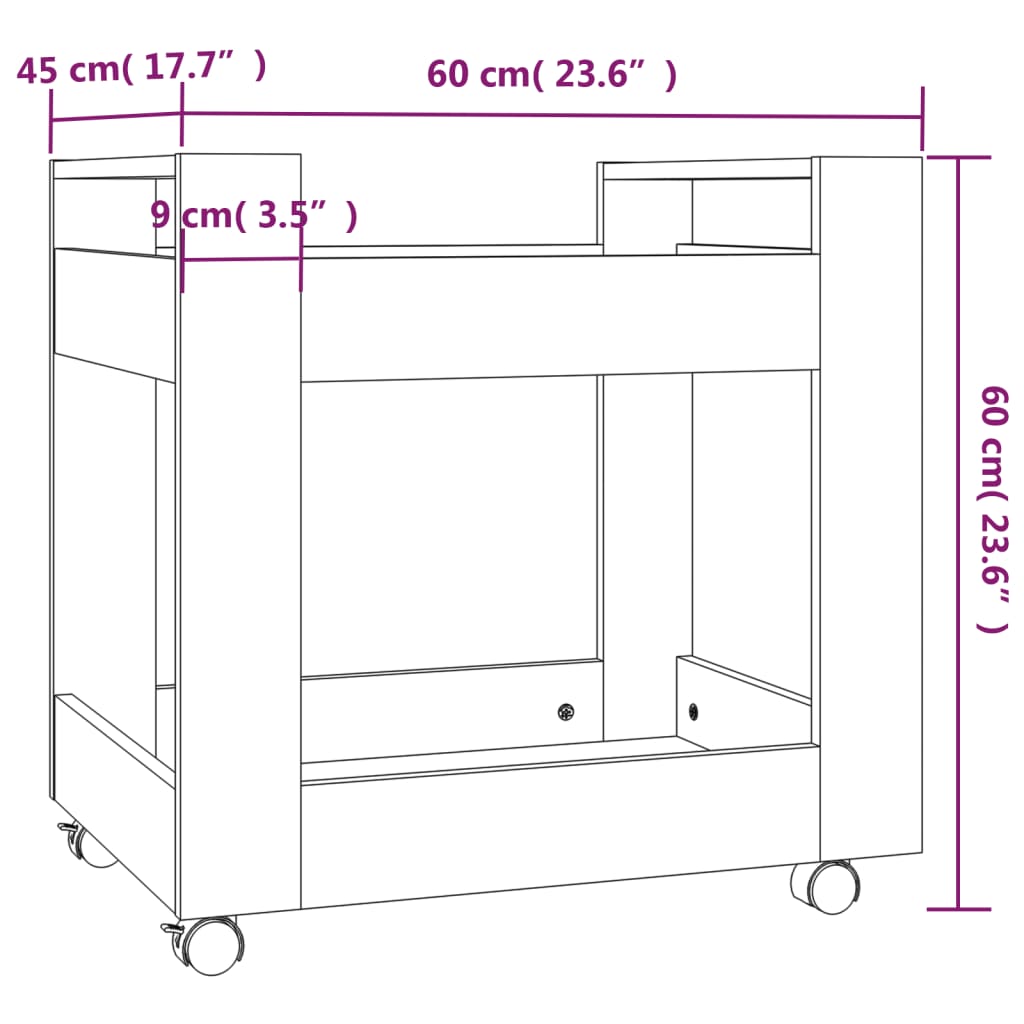 Maison Exclusive - Chariot de bureau Sonoma gris 60x45x60 cm Bois d'ingénierie - 8