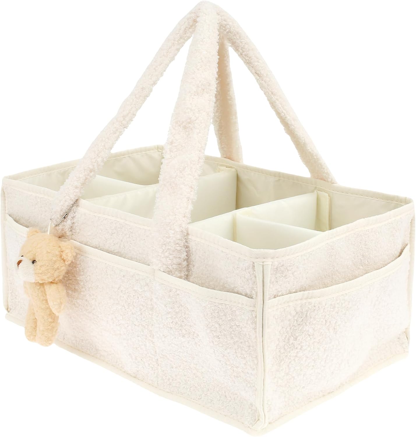 Organizer na pieluszki dla niemowląt - z wyjmowanymi przegródkami - przenośny filcowy kosz do przechowywania - do pokoju dziecięcego - 38*25,4*17,8 cm