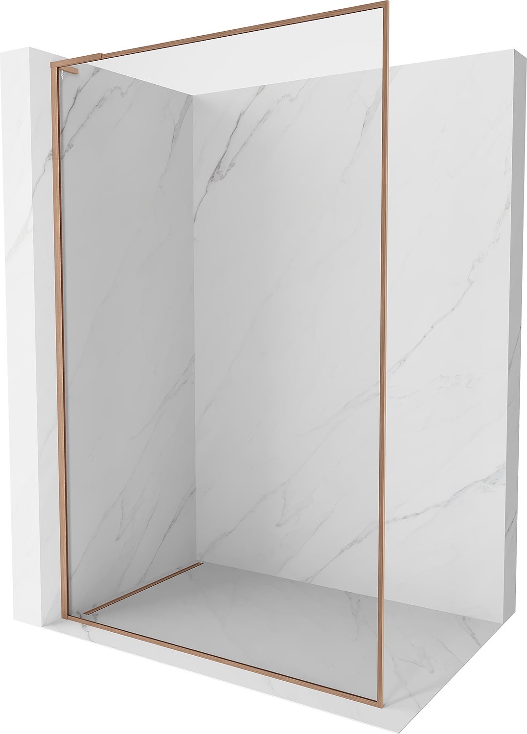 Mexen Kioto-F L ścianka prysznicowa Walk-in z ramką 75 x 202 cm, transparent 8 mm, miedź szczotkowana - 800-075-174-65-00