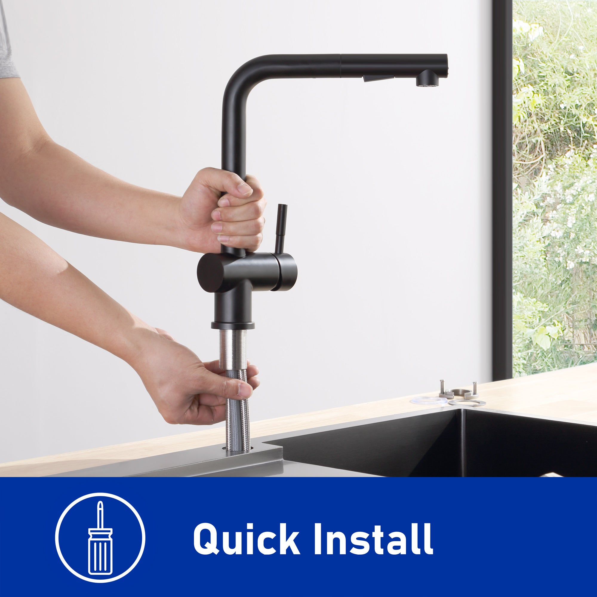 Cecipa max Noir Mitigeur Cuisine Douchette Robinet Douchette d'évier Extractible à 2 Jets Mitigeur Evier Acier Inox Barboteur Démotable,EU Modèle - 9