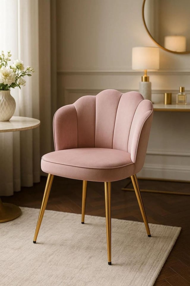 Cadeira Blume Gold Veludo - Rosa