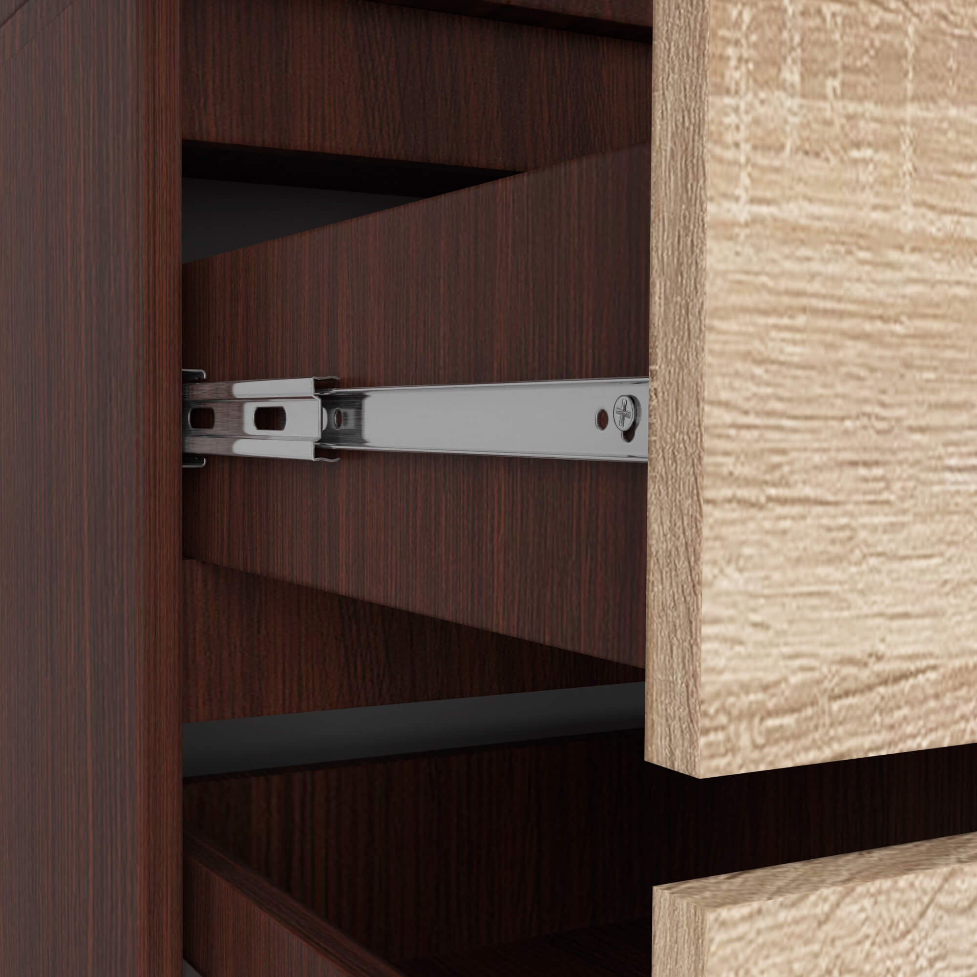 Armoire AKORD S90 avec miroir Wengé 90 cm 2 portes 2 tiroirs façade Chêne Sonoma 4 étagères 90x51x180 cm - 5