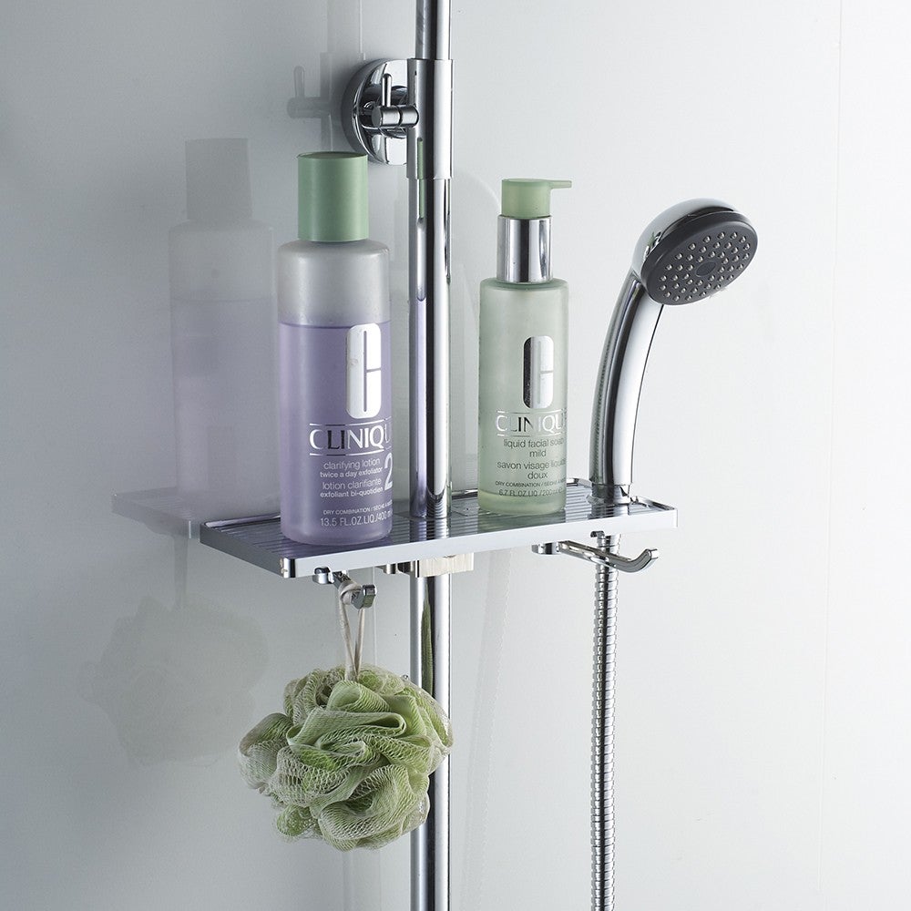 Étagère de douche élégante avec cintres chromés pour organiser votre salle de bain avec style - 3