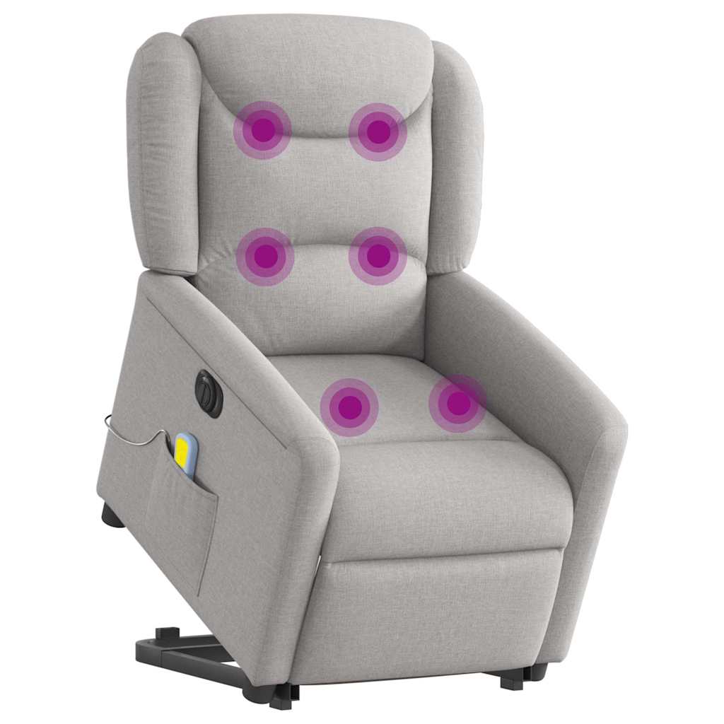Fauteuil inclinable de massage | Fauteuil de relaxation | Chaise de relaxation électrique gris nuage tissu CFW947933 - 3