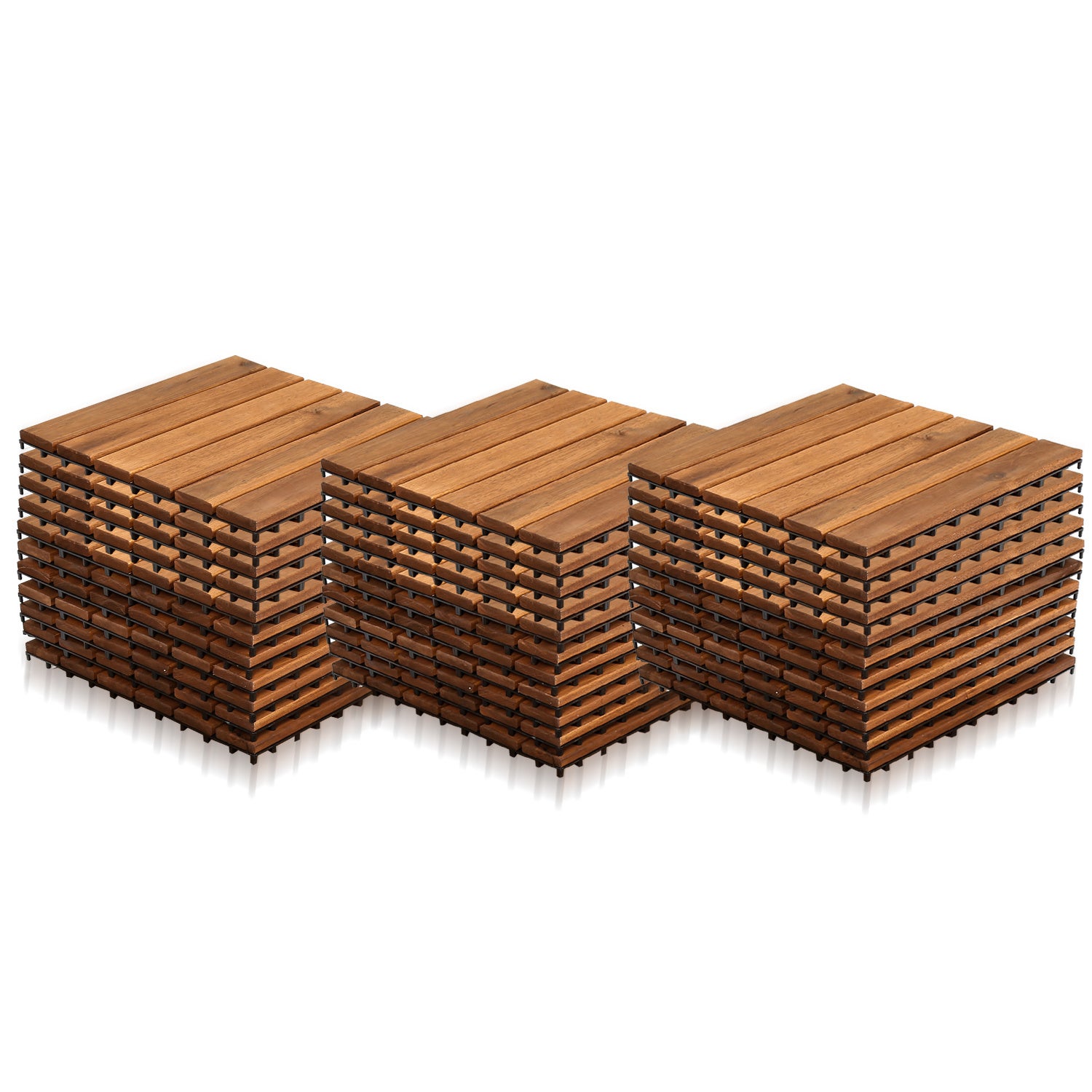 Płytki tarasowe 3 m² 33 sztuk, 30 x 30 cm, płytki drewniane 6 listew, płytki zatrzaskowe z drewna akacjowego