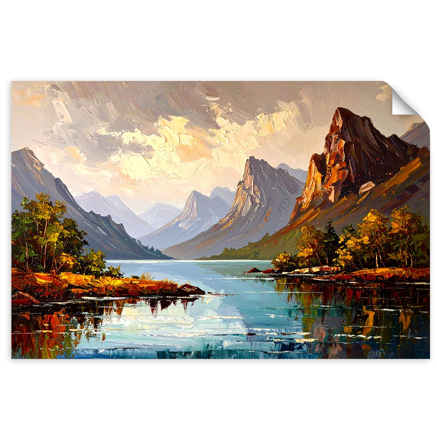 Naklejka na ścianę do salonu sypialni, Rzeka Drzewa Krajobraz górski 120x80