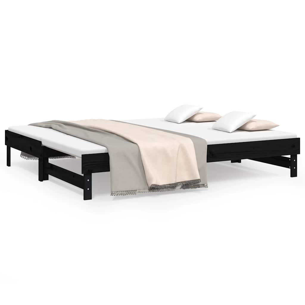vidaXL Lit coulissant sans matelas noir 2x(80x200)cm - 2