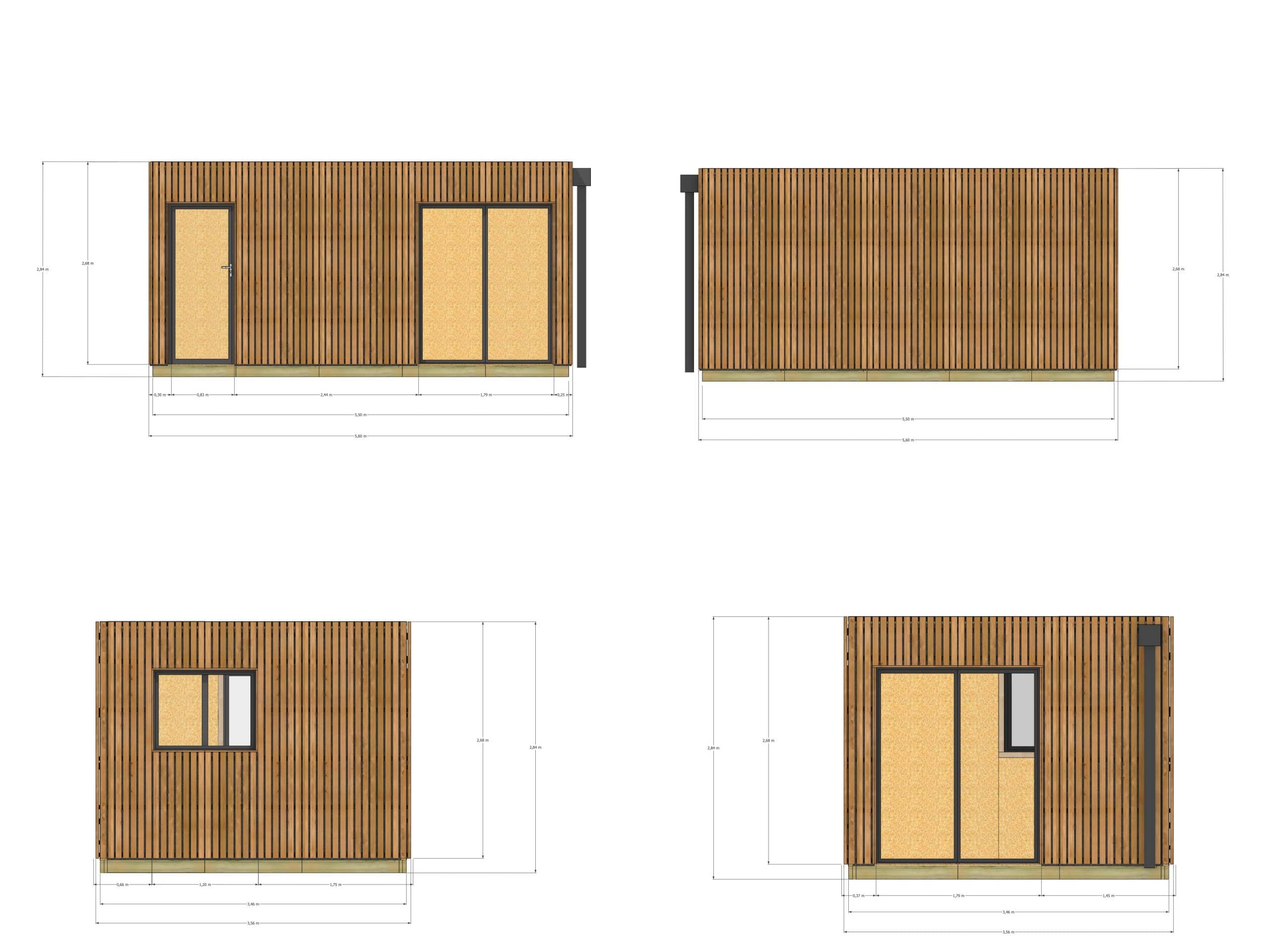 Tiny house ossature bois en bois 5,5 x 3,5 x 2,7 m avec plancher isolé / menuiseries alu k-line - 4