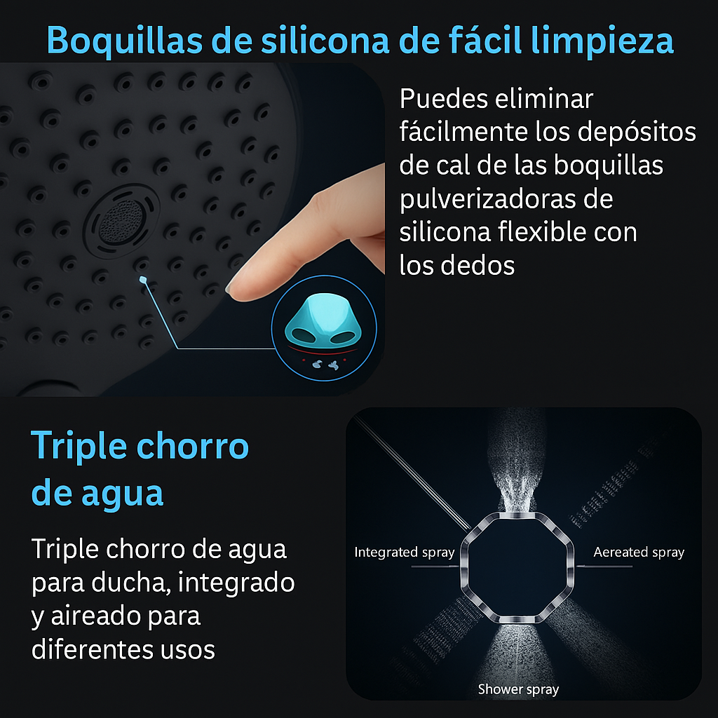 Griferia Baño Y Ducha Baikal Negro acabado negro, cartucho cerámico, material inoxidable AISI 304, grifería de baño moderna - 5