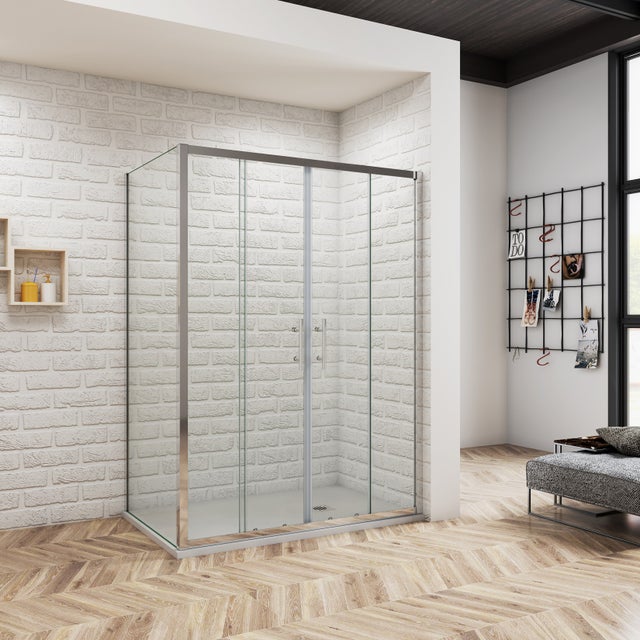 Cabine de douche 160x70x190 cm - Porte coulissante + paroi latérale - Étanchéité renforcée - Montage facile