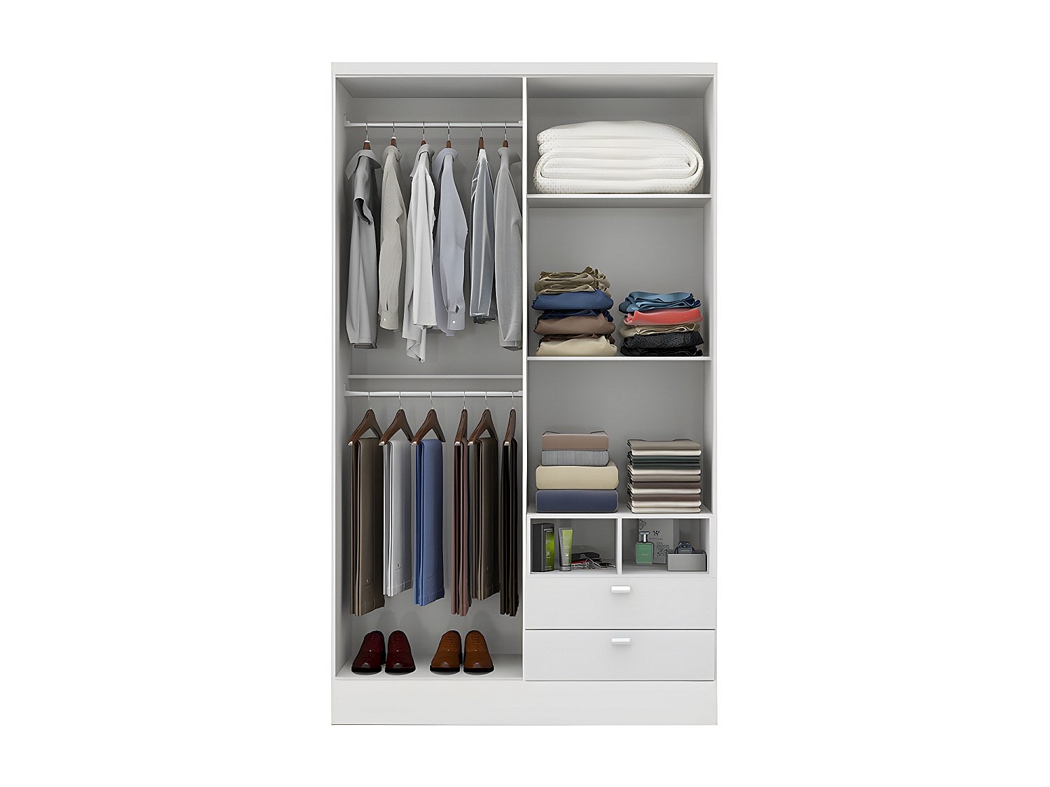 Armoire ODILON - 4 portes & 2 tiroirs - L.120 cm - Blanc - 3