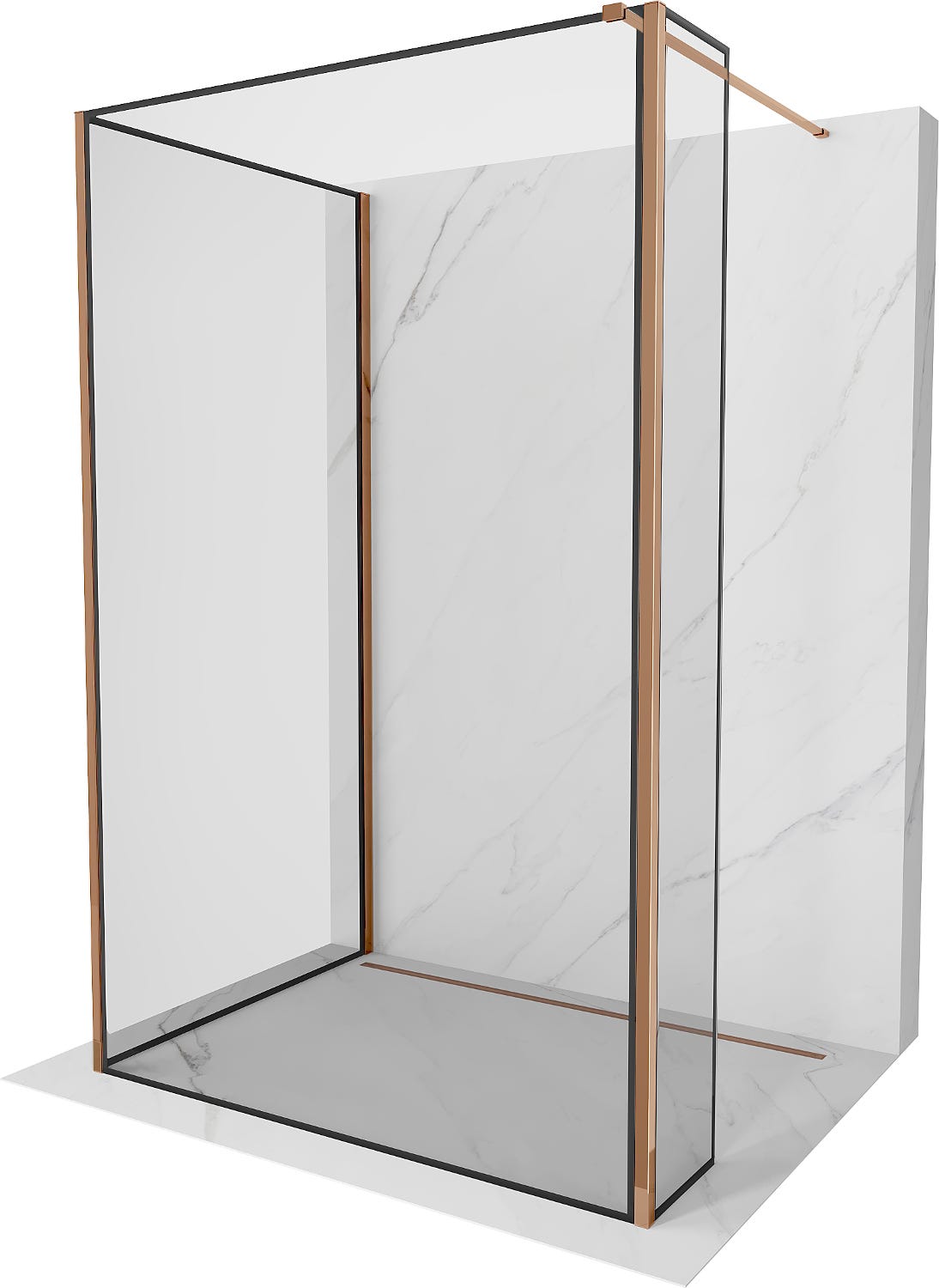 Mexen Kioto pared de ducha Walk-in 140 x 100 x 30 cm, marco negro, oro Mexen Kioto pared de ducha Walk-in 140 x 100 x 30 cm, marco negro, oro