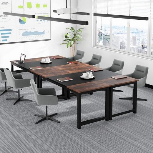 Tribesigns Scrivania, scrivania per ufficio, 180 x 80 x 75 cm, marrone rustico/nero) - 5