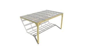 Pergola bois • 5m x 3m • adossée • sens largeur • couverture étanche transparente incluse • livraison comprise