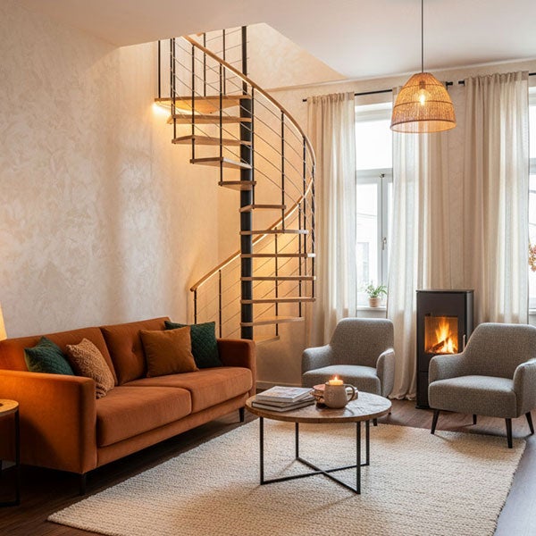 Escalier colimaçon 12 marches - Diamètre 160cm - Hauteur à franchir 2.34 à 2.82m - Structure noire et marche hêtre - VENE160/NH-12 - 3