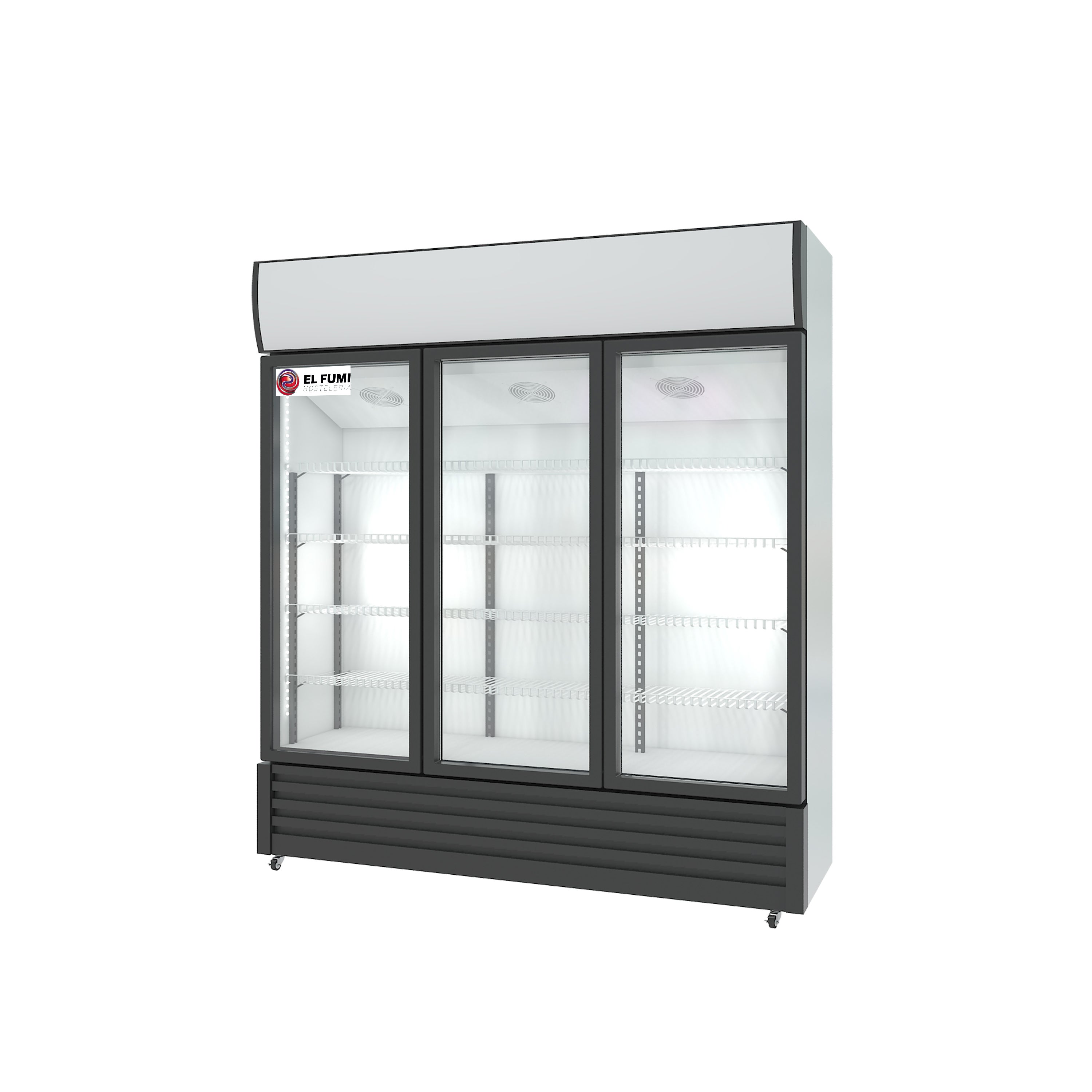 El fumi- armario expositor refrigerado 1400 litros 3 puertas | frigorifico profesional para bebidas en hostelería 1550 x 550 x 1980 mm