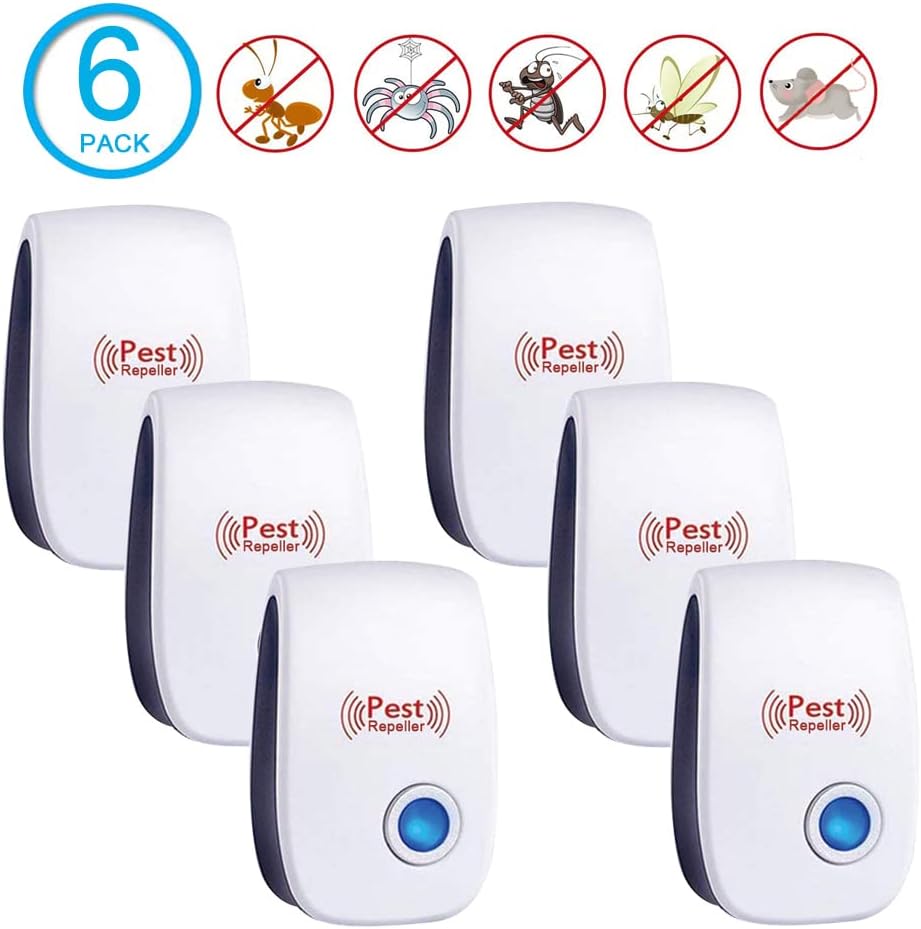 Confezione da 6 repellenti ad ultrasuoni per formiche, topi, cimici dei letti, roditori, ragni, adatti per magazzini domestici, uffici e hotel - 2