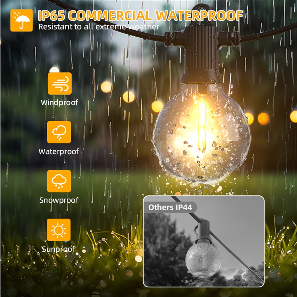 25-stopowe zewnętrzne lampki LED G40 z 12 żarówkami, wodoodporne, odporne na stłuczenia, ściemnialne, wiszące, do kawiarni, bistro i na werandę - 3