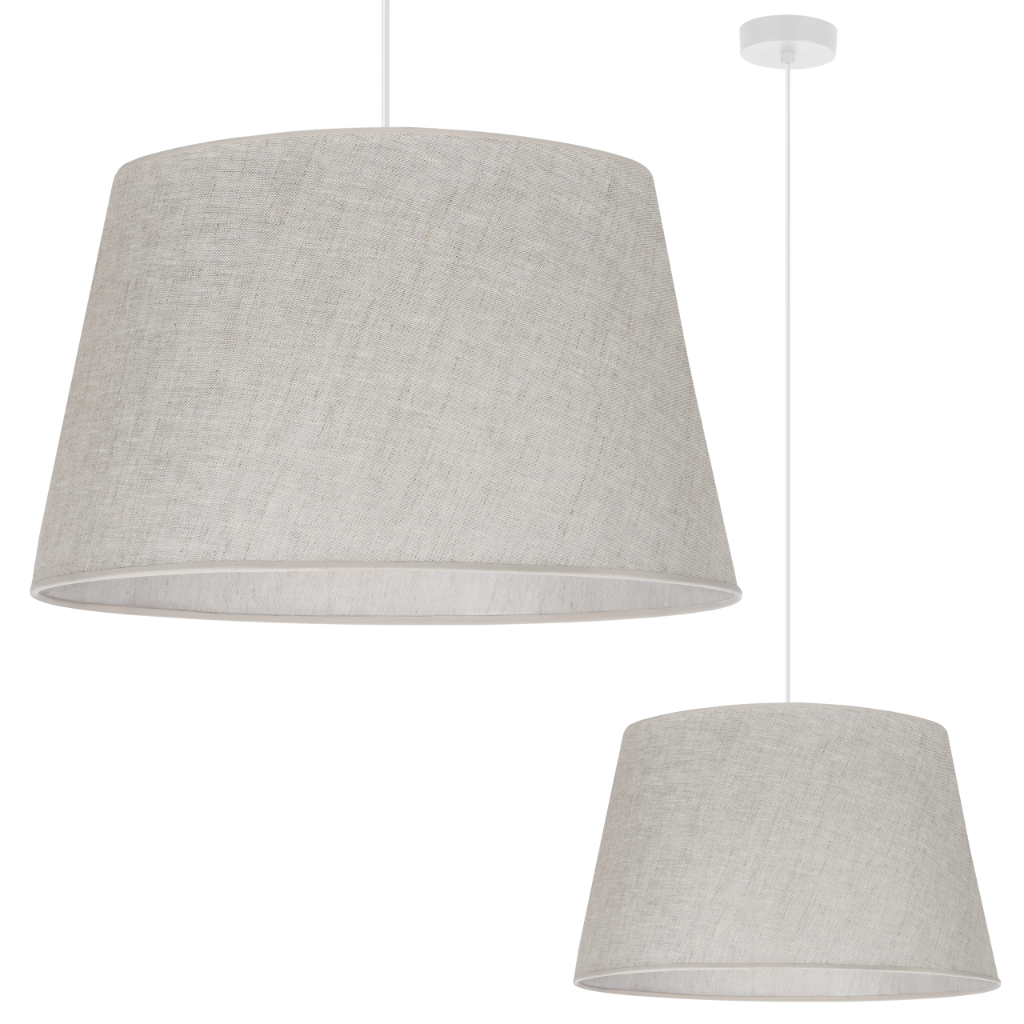 Lampa sufitowa wisząca Len L01 biała boho 1xE27 abażur stożek 44cm jasny beż Light Home LH