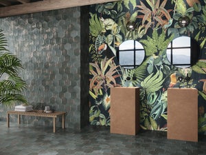 Mosaïque Hexagonale Vert Sarcelle Brillant – Carreaux Céramique Mur/Bain