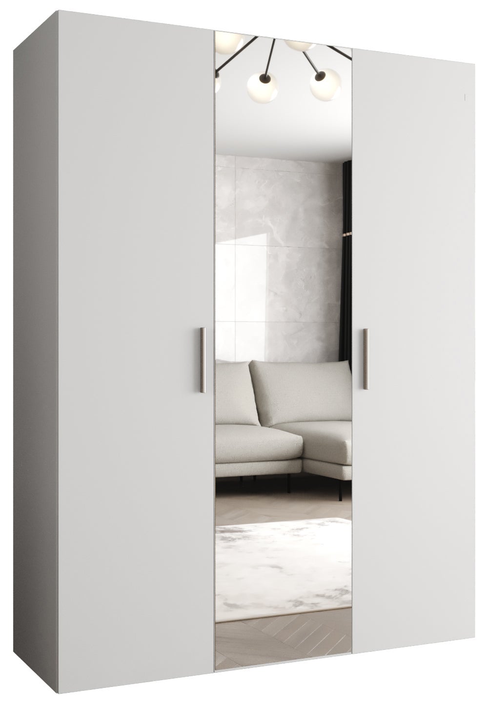 Szafa uchylna otwierana Bari 2 150 x 52 x 202 cm biały + u. srebrny Abiks Meble