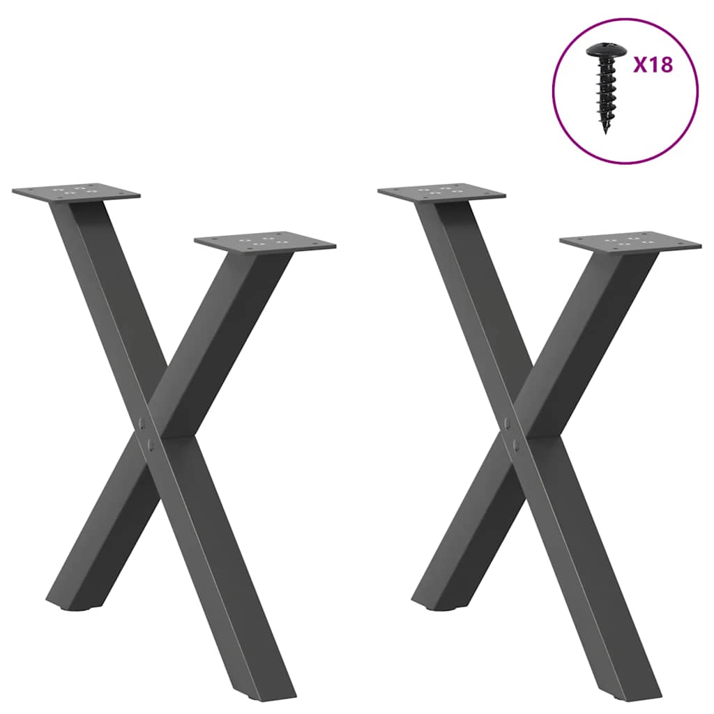 Pernas de mesa de centro em forma de X 2 unidades de aço antracite - COMFORTXL - 3