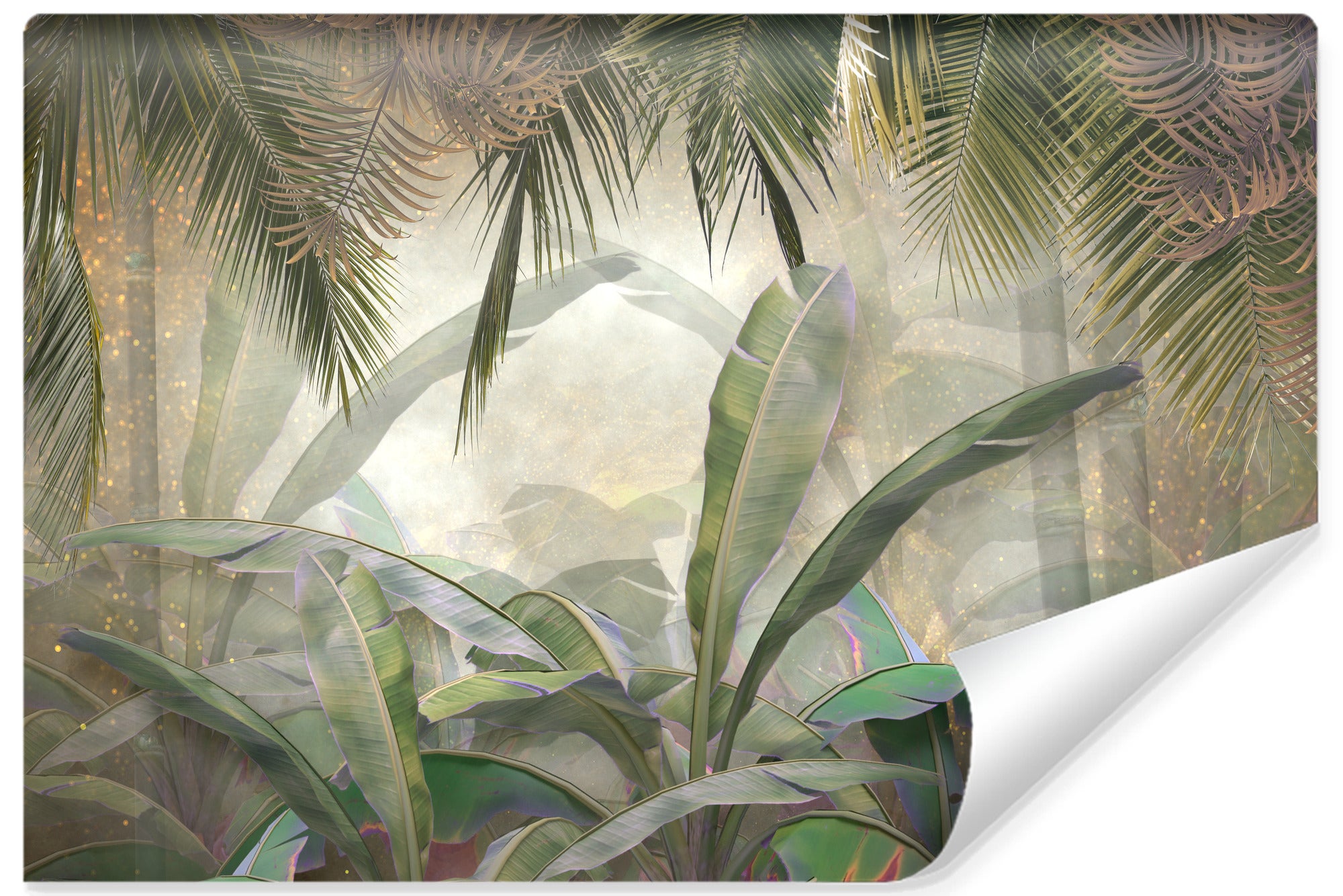 Vlieseline papel pintado fotografia para dormitorio hojas plantas abstractas 405cm x 270cm