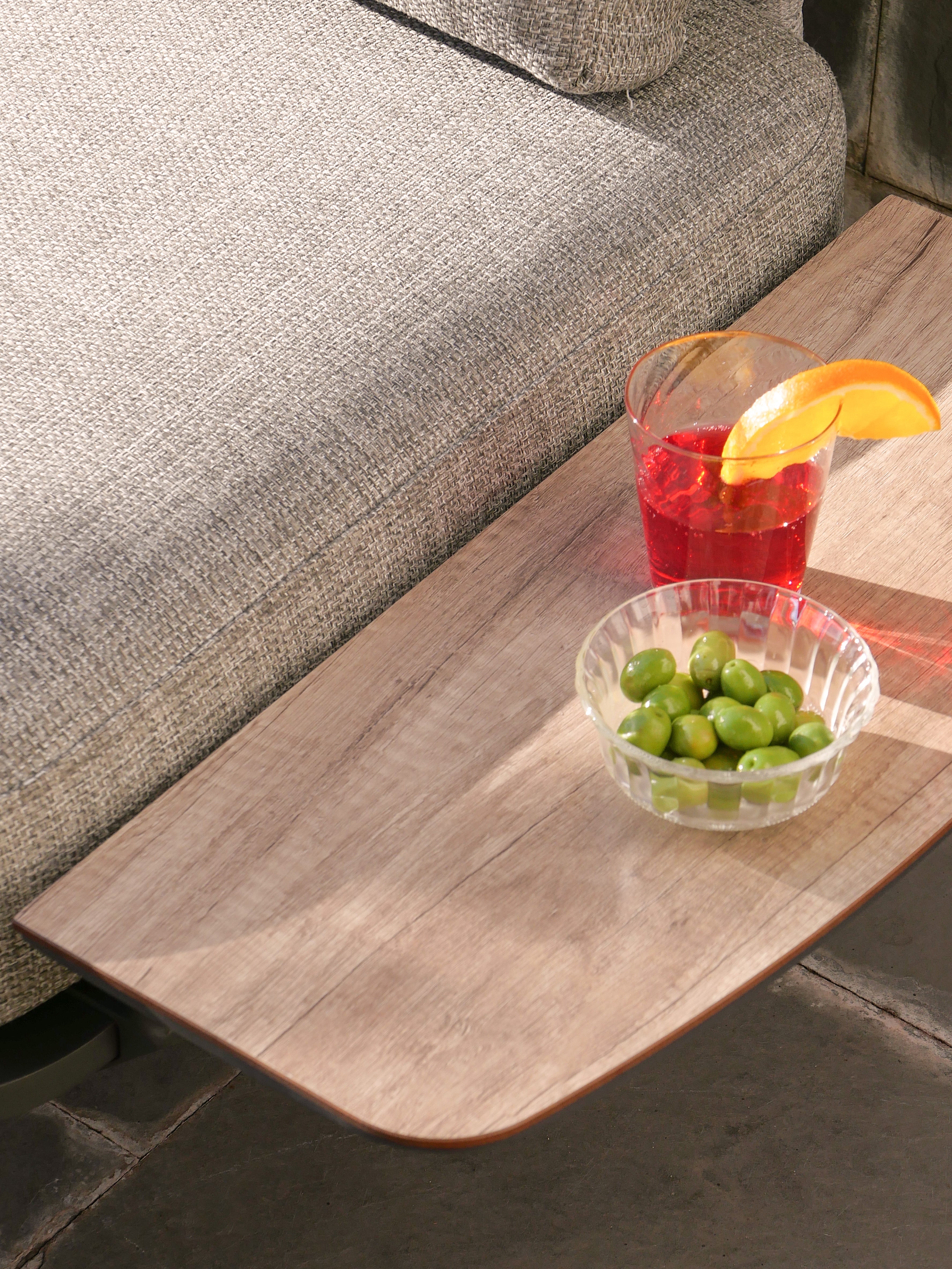 Table d'appoint de jardin modulable taupe et imitation bois - Matilda - 6