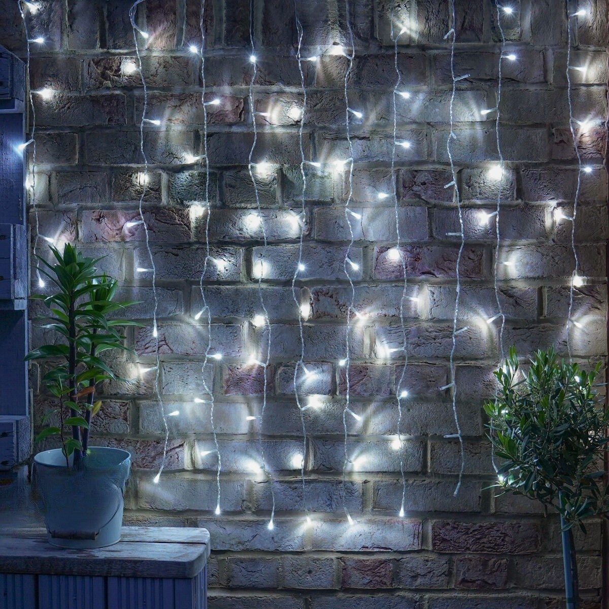 Instalatie de Craciun Yoto tip perdea, 2 m, 120 LED, alb rece