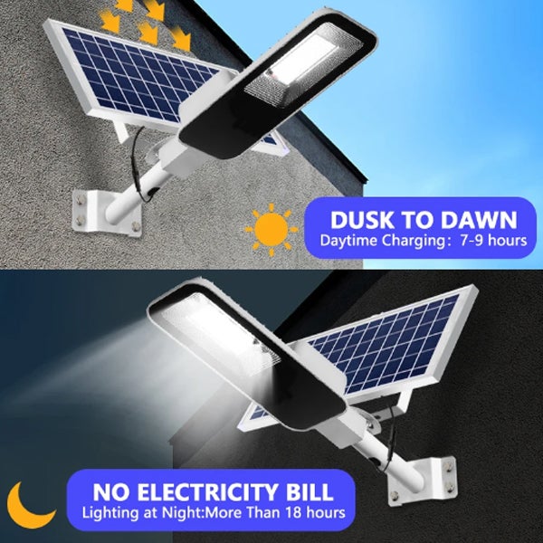 Luz solar exterior com painel solar ajustável/comando, refletor de 120 LEDs 15000mAh/200W com sensor de movimento para entrada, jardim - 5