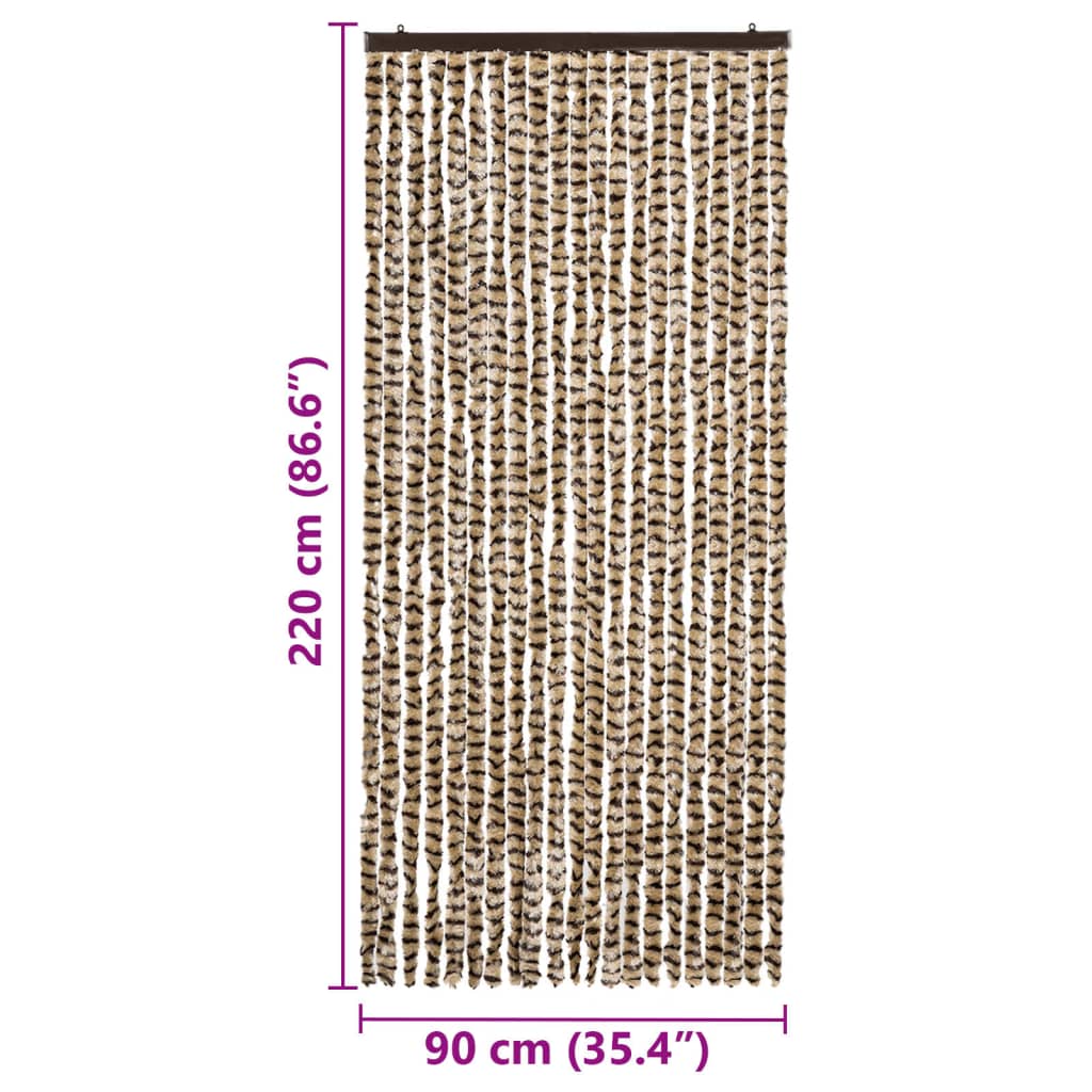 Moustiquaire | Rideau anti-moustique Beige et marron 90x220 cm Chenille CFW27025 - 7