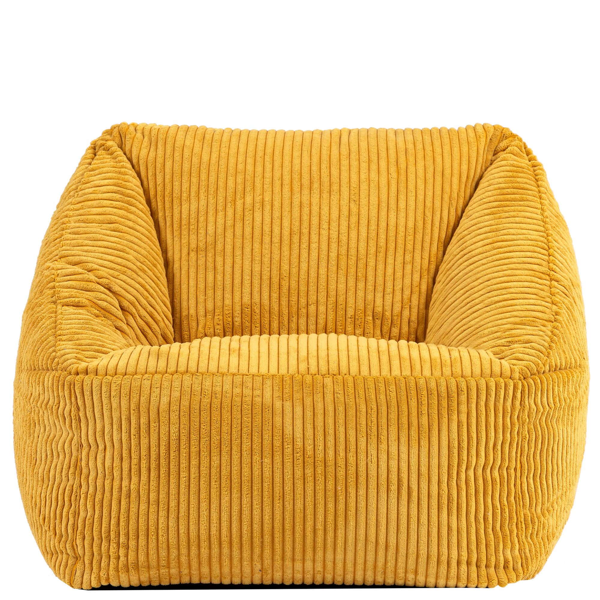 Lot de 2 poufs fauteuils enfant Icon velours côtelé jaune ocre, chambre, salon, 55x55xcm Oeko-Tex® - 4
