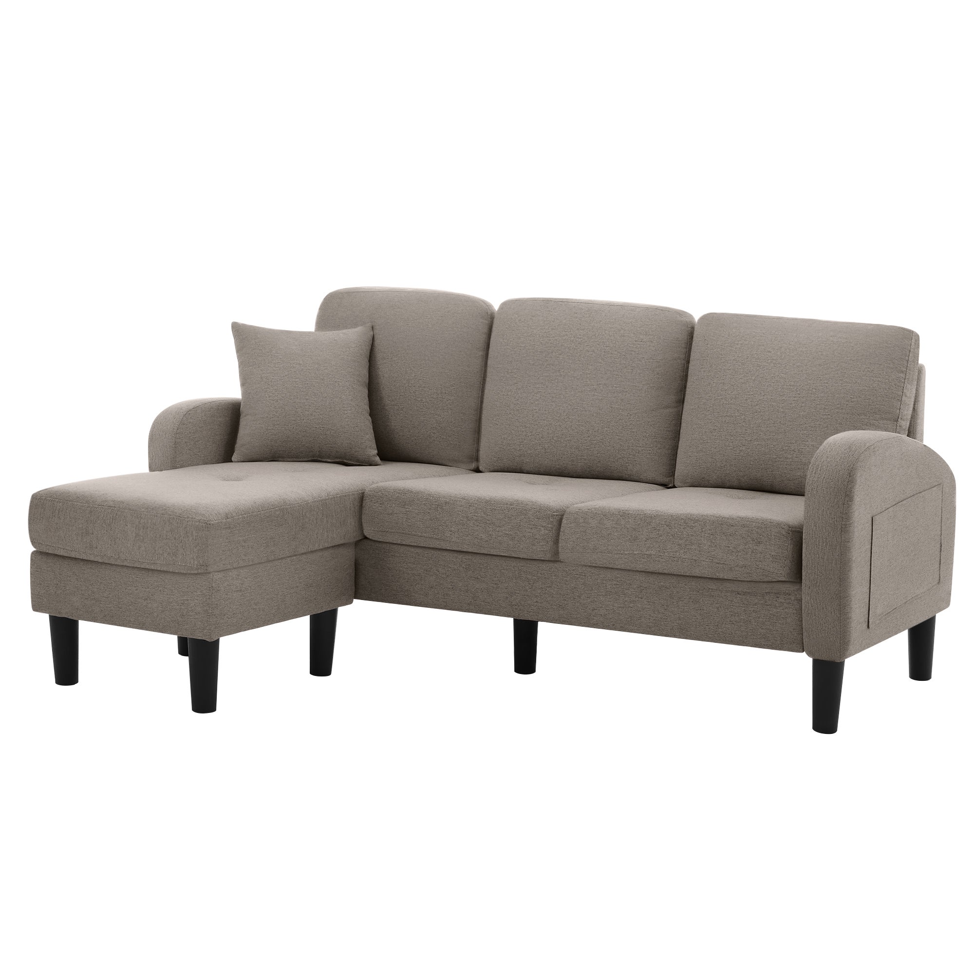 Sofá esquinero con chaise longue - 3 plazas - tejido de algodón y lino - Gris antracita - 8