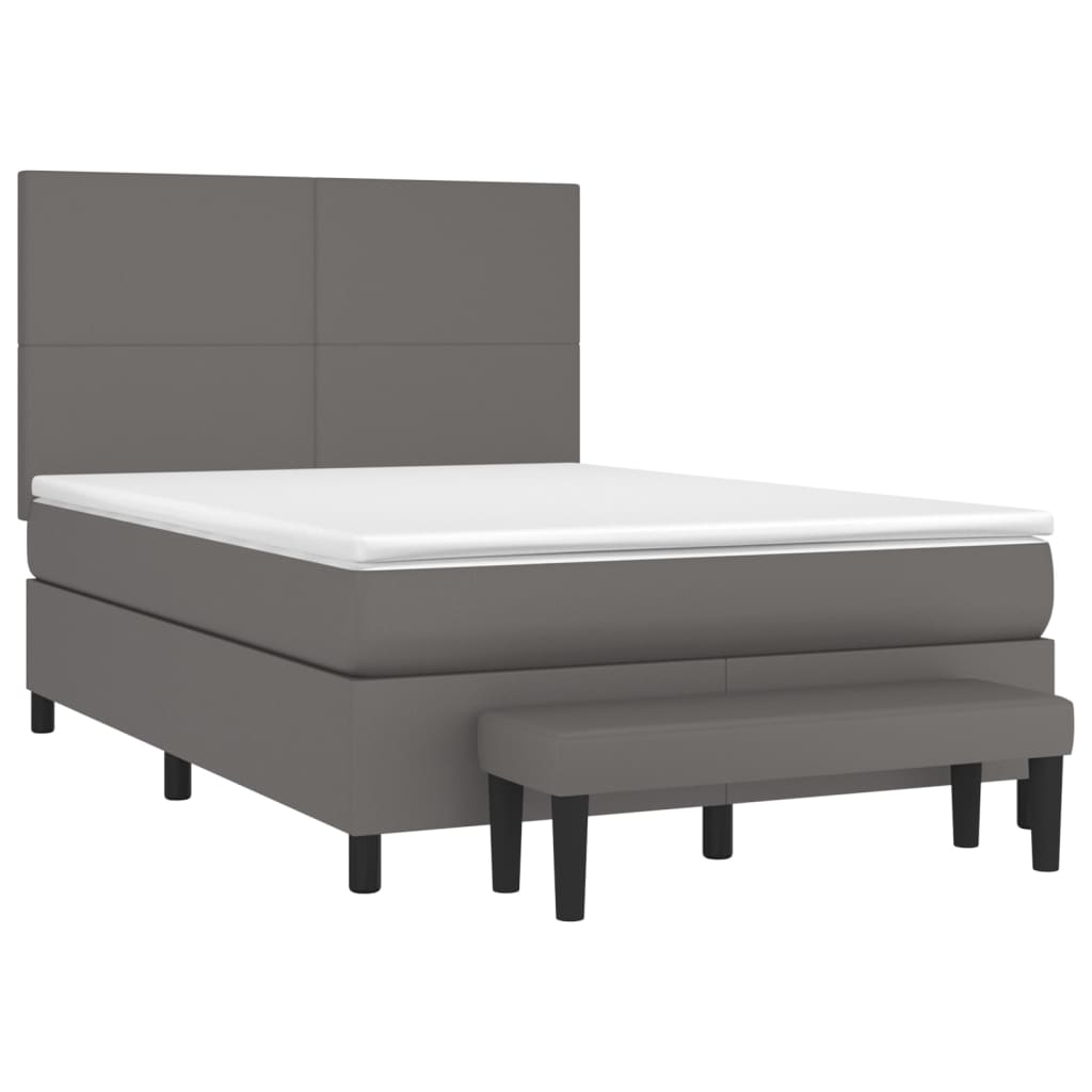 Maison Exclusive - Sommier à lattes de lit avec matelas Gris 140x200 cm Similicuir - 3