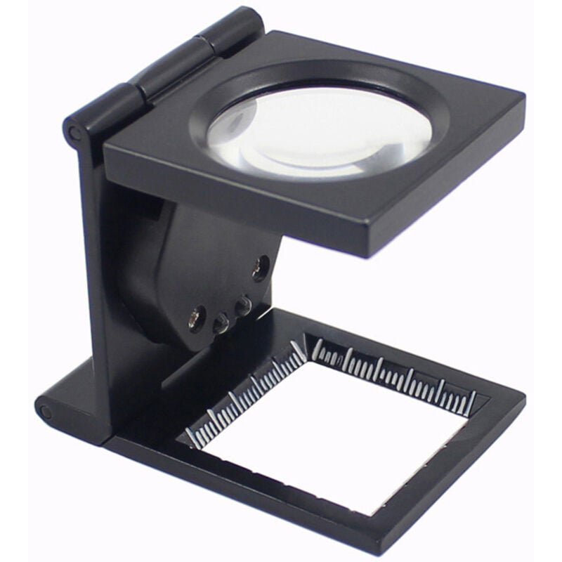 10X LED Loupe de Table Compte-Fils en Alliage de Zinc et Verre Pliable avec 2Led Lumière Échelle Loupe de Lecture Grande Lentille pour Maison Artisanat Outils de Bijoux Textile Réparation Bureau