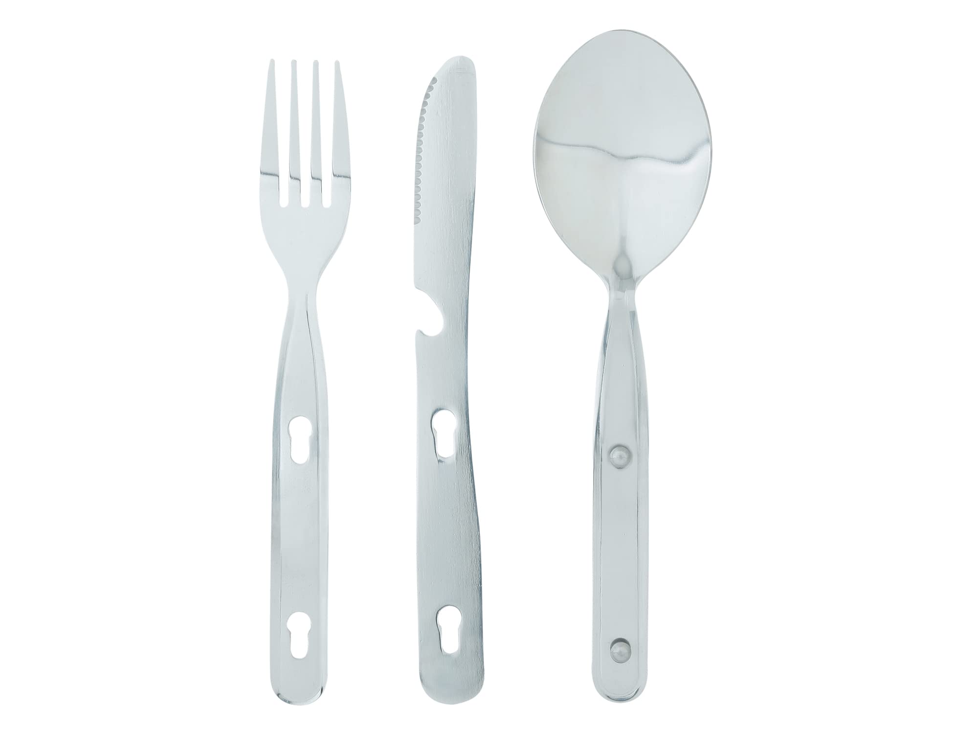 Set Posate 4 In 1 Da Campeggio: Cucchiaio, Coltello, Forchetta E Apriscatole Portatili