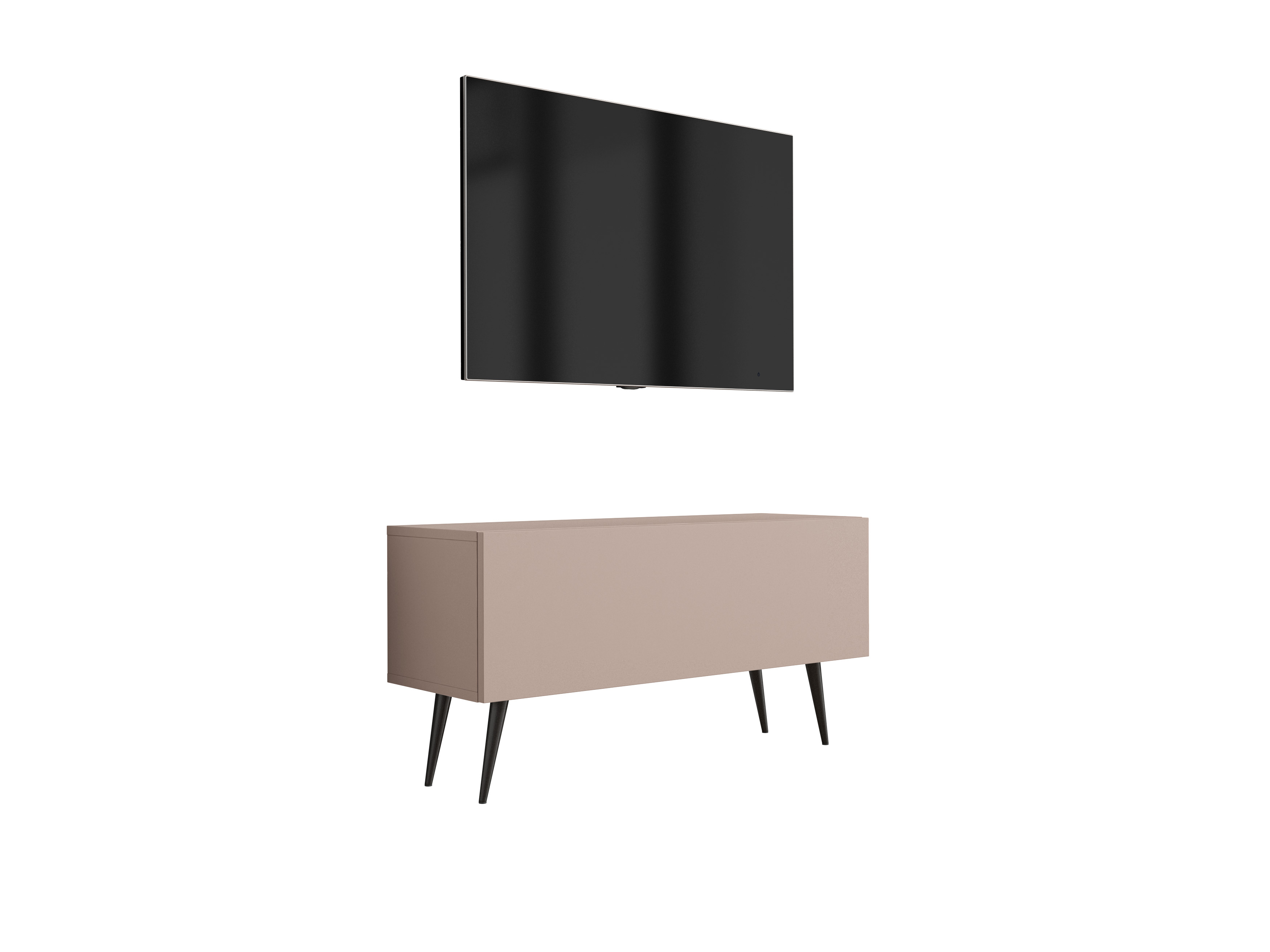 Szafka RTV: Karmelowy Brąz, 100 x 32 x 52 cm, czarne nogi