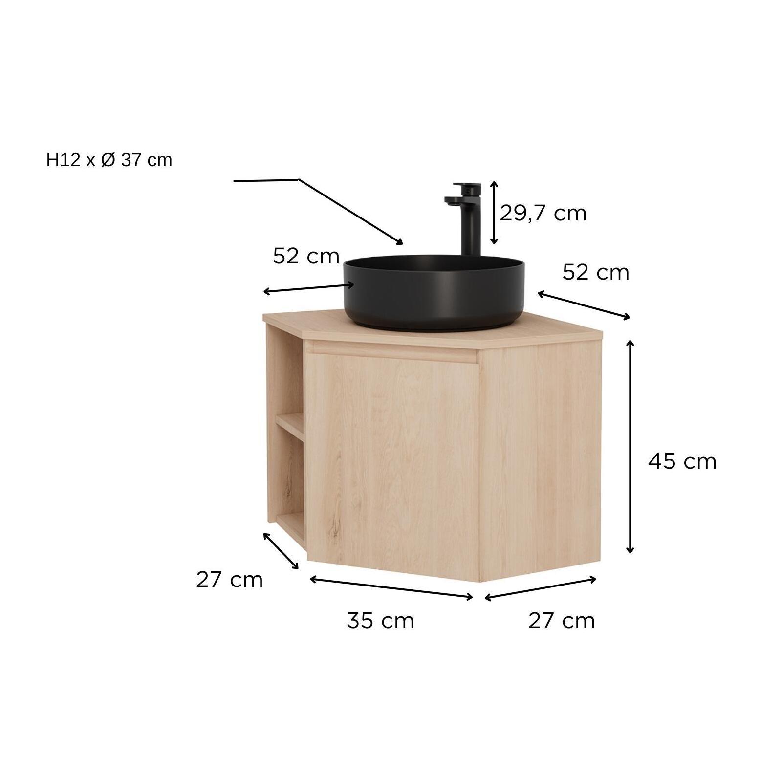 Ensemble meuble sous vasque d'angle SORRENTO + vasque noire + robinet - 3