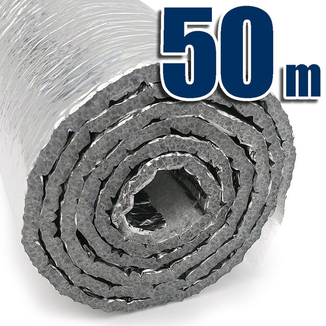 Isolation thermique 100 % aluminium avec mousse (50m x 1,20 m) - Isolation pour maisons, porches, radiateurs, caravanes et fourgons