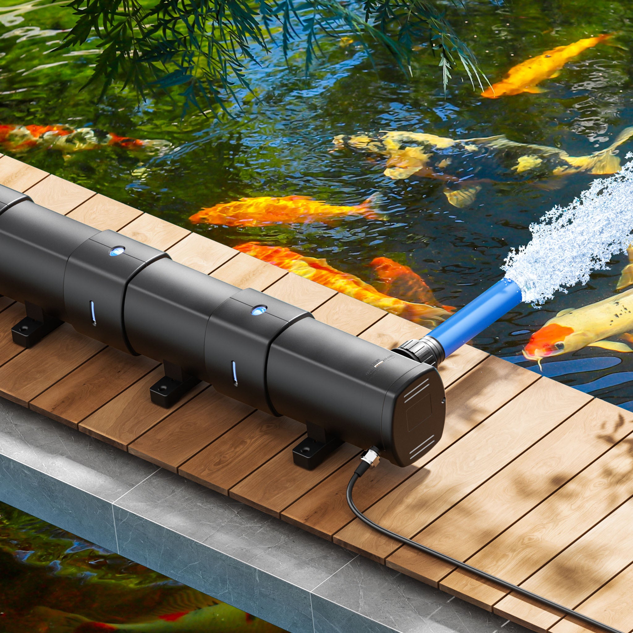 CUV-272 Stérilisateur Clarificateur de bassins ou d’étang - débit max. de 6000 l/h - avec Lampe rayons UV-C 72 W - pour Poissons et plantes… SunSun... - 2
