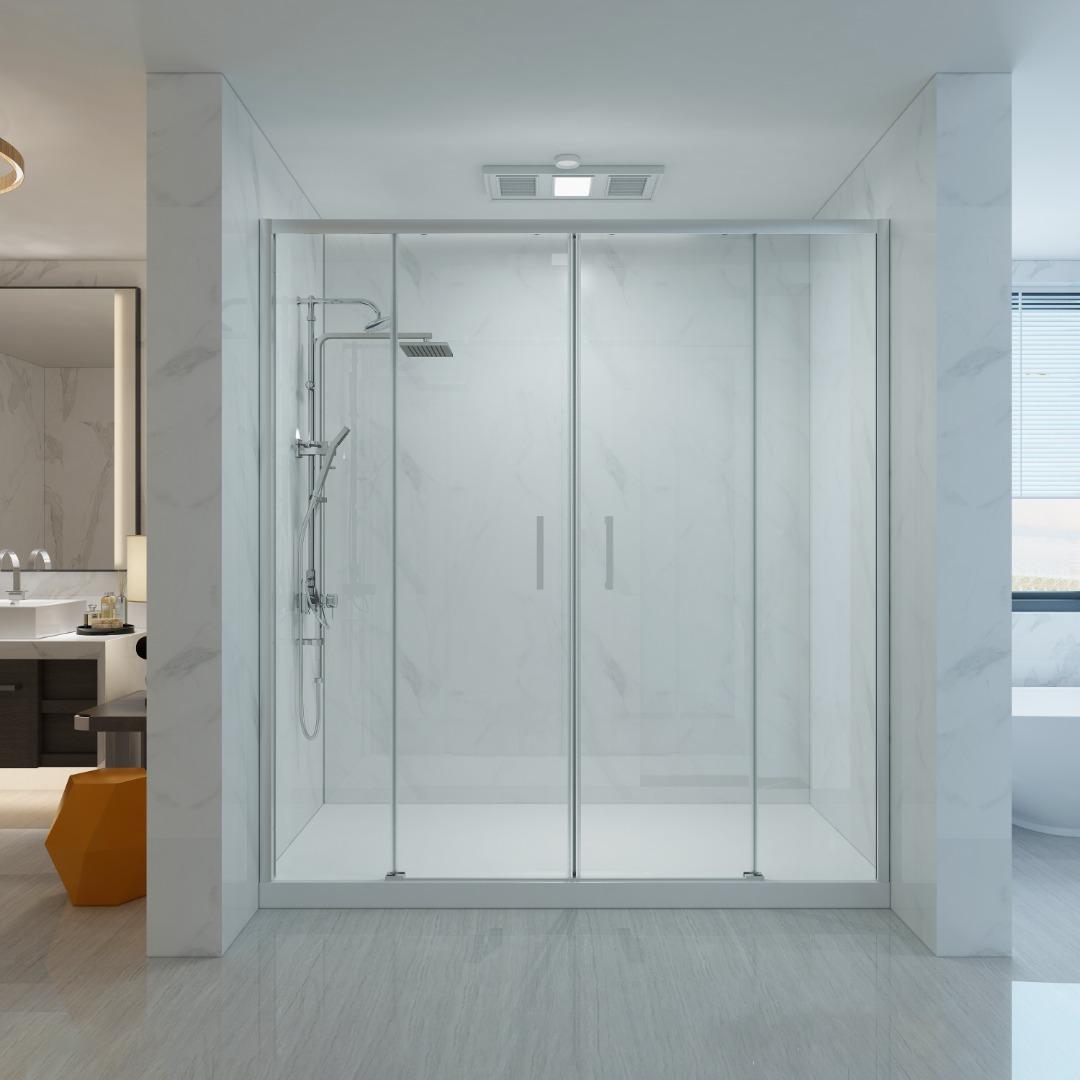 CABINE DE DOUCHE / PARE-BAIGNOIRE NICHE PVC 140 Cm - OUVERTURE LATÉRALE 1 PORTE H150