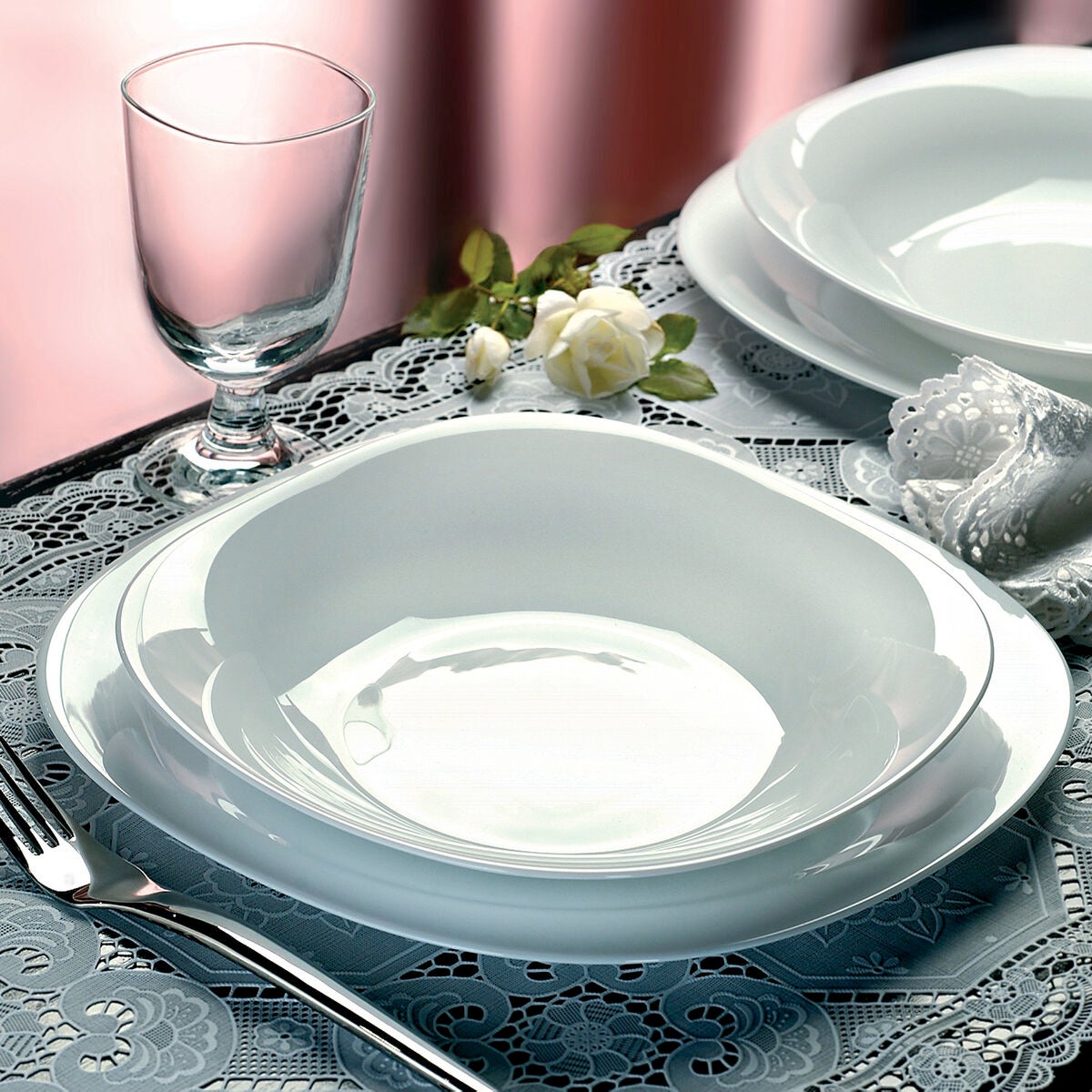 Set 4 Piatti Portata Bormioli Rocco Parma - Vetro Opale Bianco, 325x240 Mm - Foto 4
