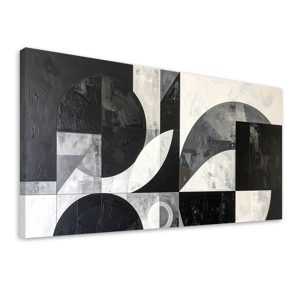 Obraz do salonu biura, Abstrakcja geometryczna czarno biały 80x40
