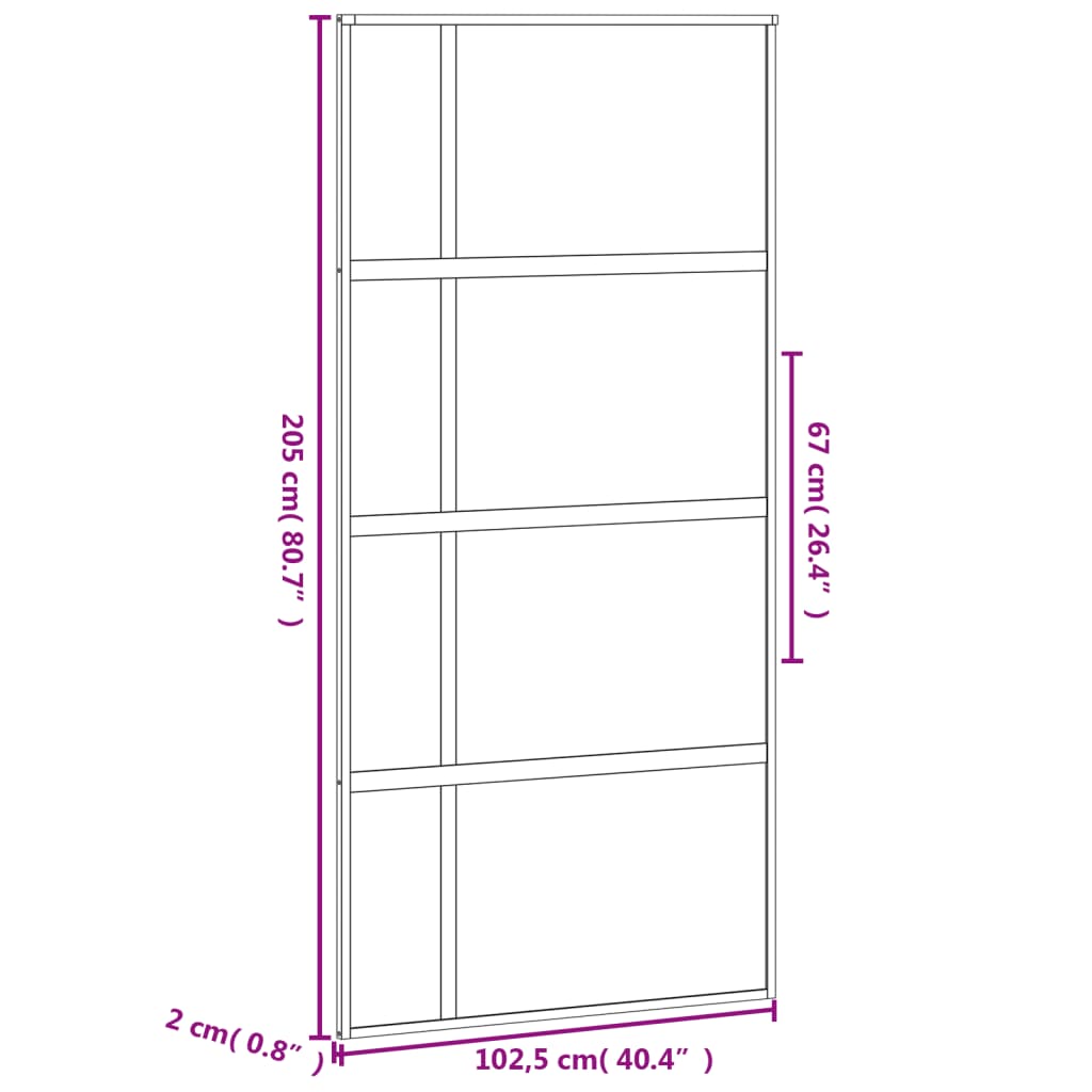 Puerta corredera | Puerta de la cocina vidrio templado y aluminio negra 102,5x205 cm CFW31195 - 7