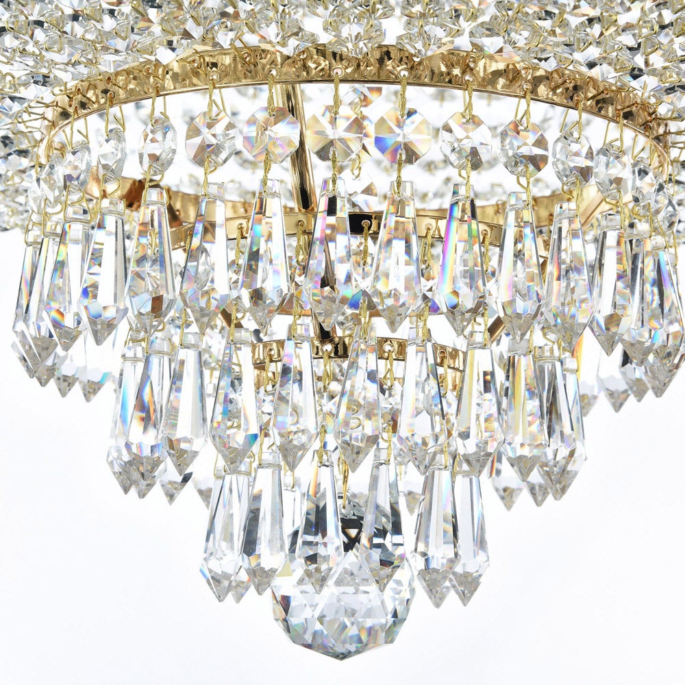 Lustre Suspension Palace en Cristal, Armature en Métal de Couleur Doré, Brillant Chic 6 Lumières, Luminaire pour Salon, Plafonnier - 8