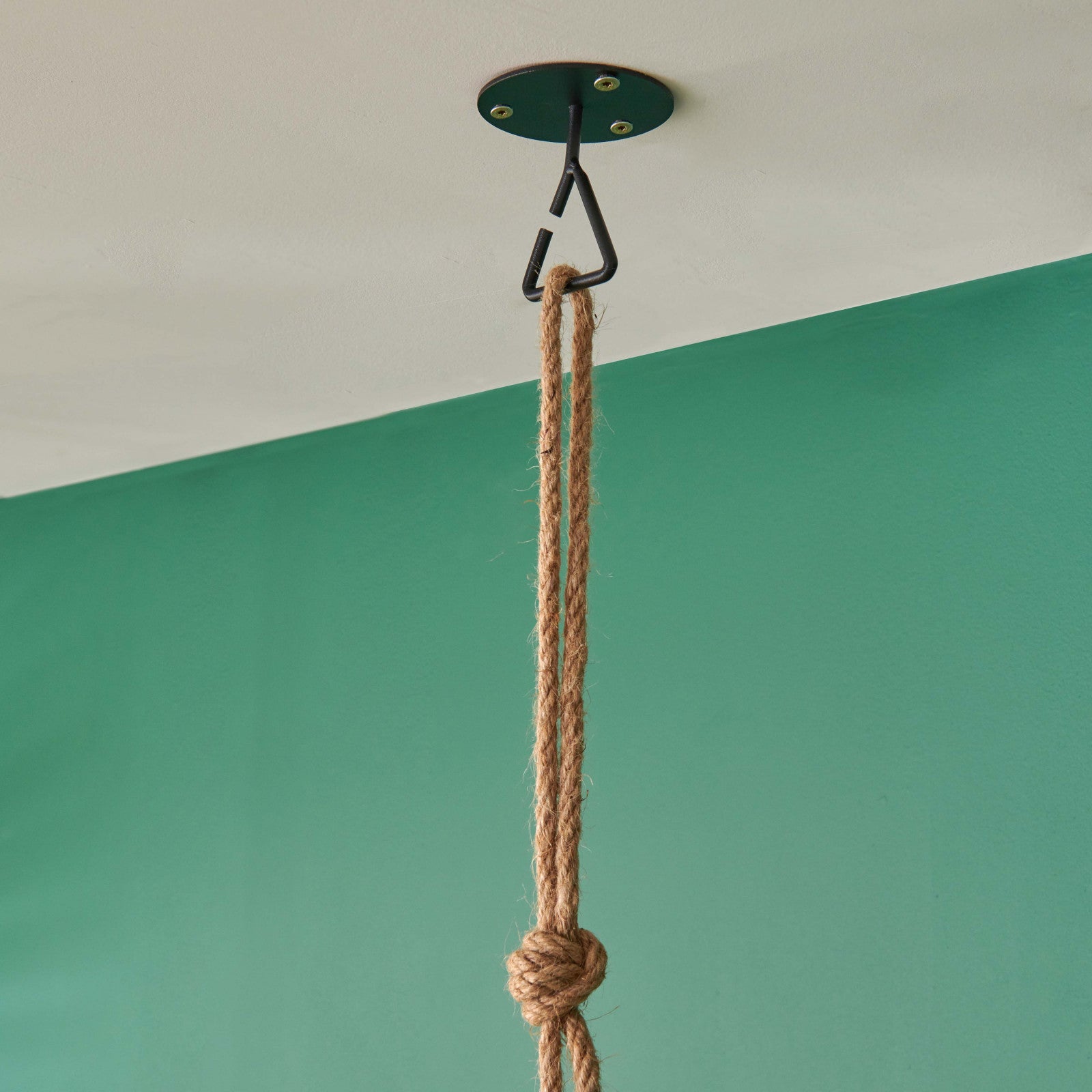 Penderie suspendue bois L100cm noir avec corde LEXY - 4