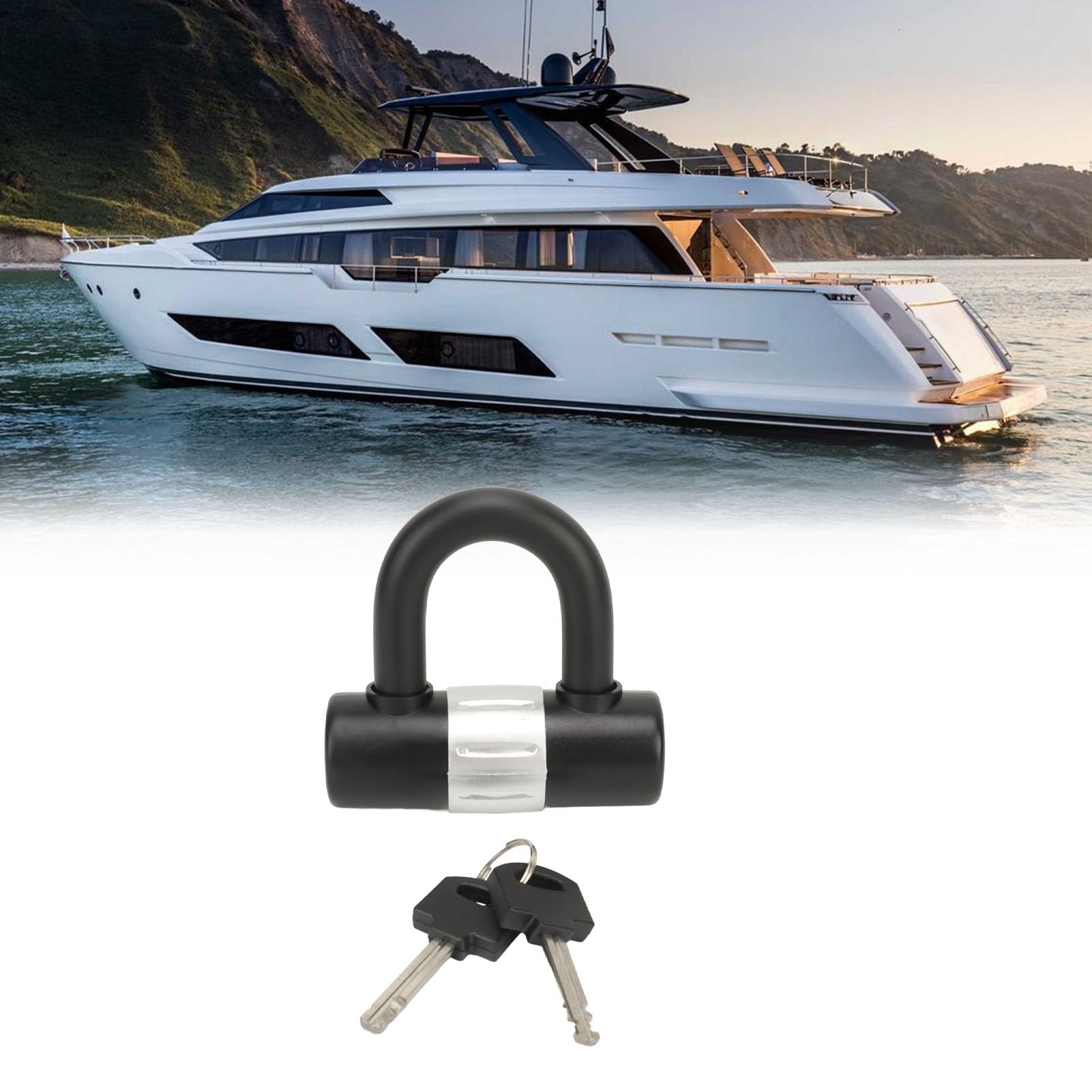 Lucchetto a U in lega di zinco antifurto portatile con chiavi per camper, camion, rimorchi, auto, ingegneria - 2