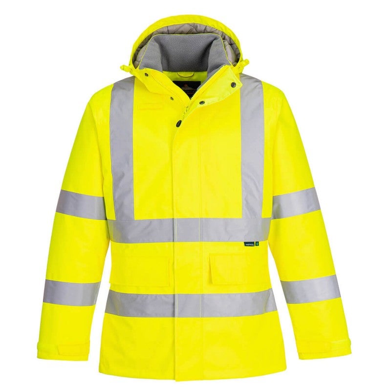 Hi Vis Viz - Chaleco De Seguridad Con Forro Polar, Reversible, De Alta Visibilidad, Reflectante, Impermeable, De Seguridad, De Dos Tonos, Cálido, Chaleco Acolchado, 2 Tonos: Amarillo/azul Marino, L