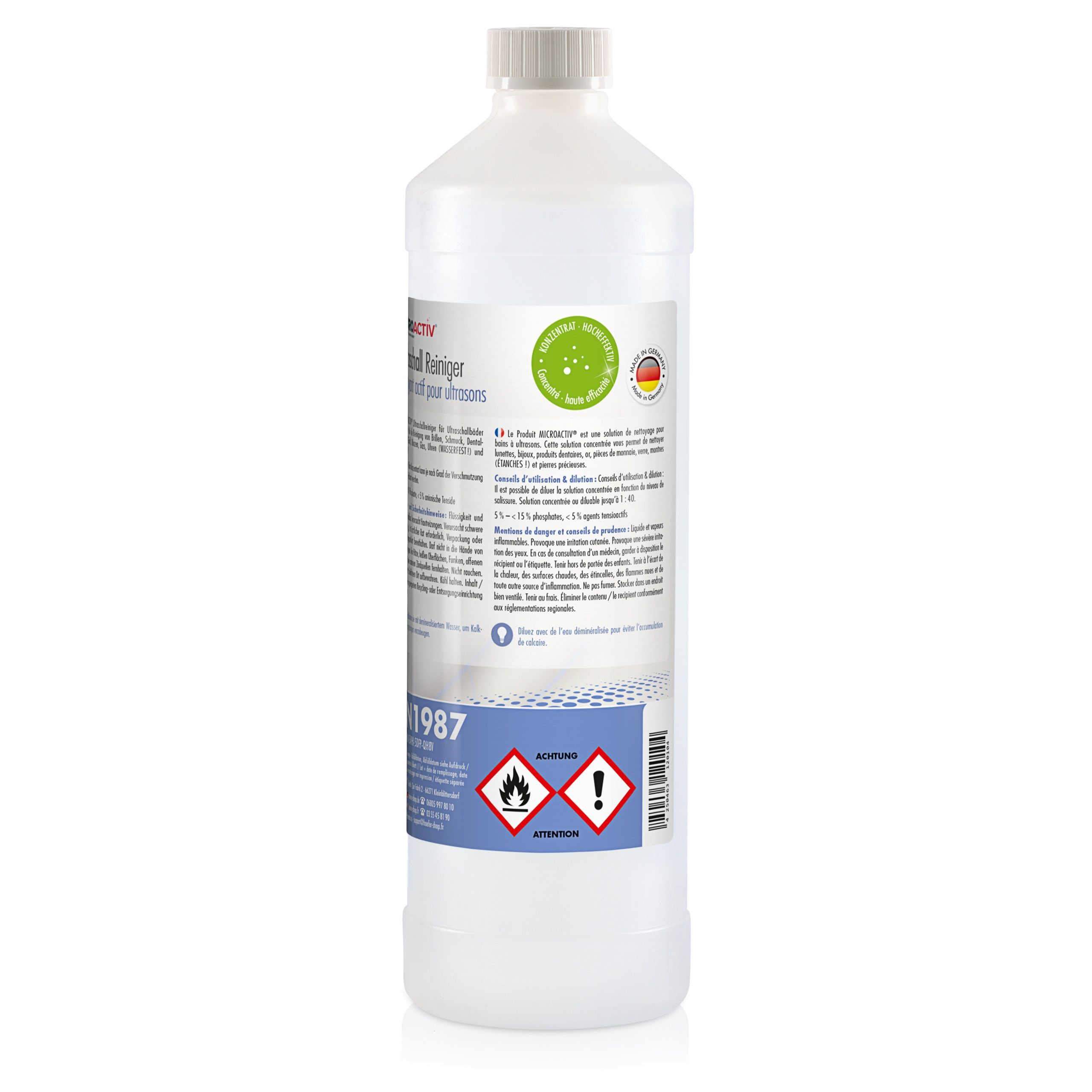 6 x Produit detergent ultrason Microactiv® en bouteille de 1 L - 9