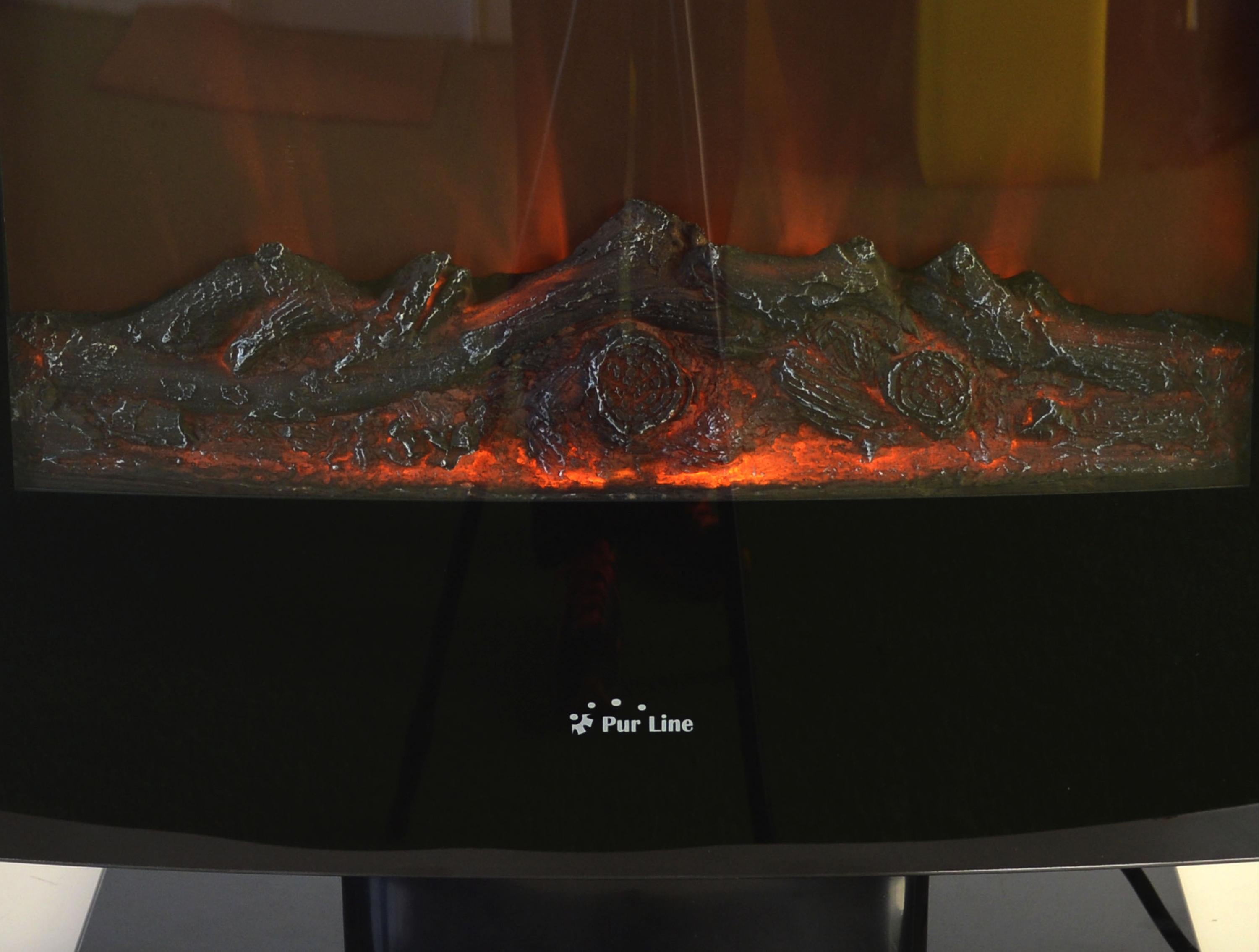 Cheminée électrique 2kW verre trempé noir avec télécommande - 5
